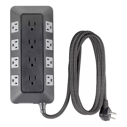 12-Outlet Multi-direction Surge Protector Power Strip with 8ft Braided Flat Plug Cord