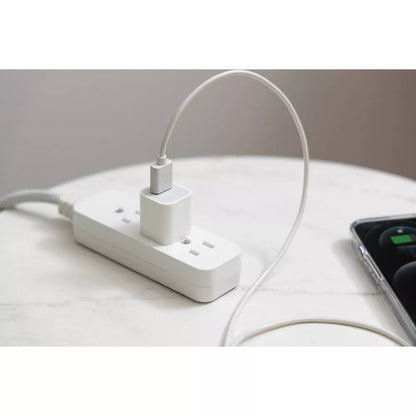 3-Outlet Grounded Extension Power Cord with 15ft Braided Flat Plug Cable